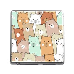 Colorful-baby-bear-cartoon-seamless-pattern Memory Card Reader (square 5 Slot) by Sobalvarro