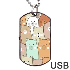 Colorful-baby-bear-cartoon-seamless-pattern Dog Tag USB Flash (Two Sides)