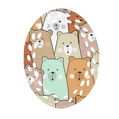 Colorful-baby-bear-cartoon-seamless-pattern Ornament (oval Filigree) by Sobalvarro