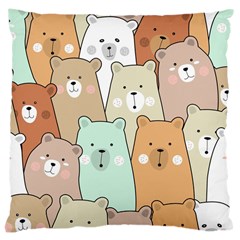 Colorful-baby-bear-cartoon-seamless-pattern Large Cushion Case (one Side)