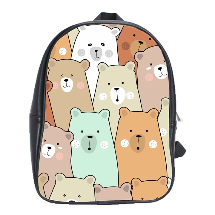 Colorful-baby-bear-cartoon-seamless-pattern School Bag (XL)