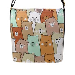 Colorful-baby-bear-cartoon-seamless-pattern Flap Closure Messenger Bag (L)