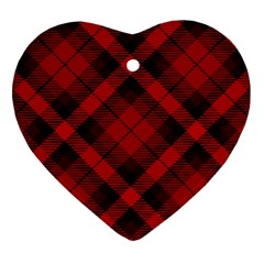 Red and Black Plaid Stripes Ornament (Heart)