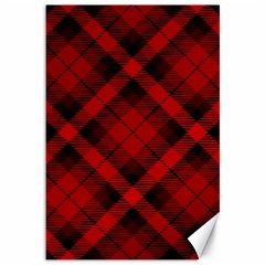 Red and Black Plaid Stripes Canvas 12  x 18 