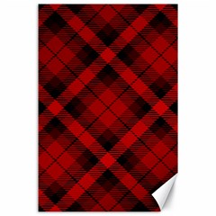 Red and Black Plaid Stripes Canvas 24  x 36 