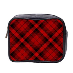 Red and Black Plaid Stripes Mini Toiletries Bag (Two Sides)