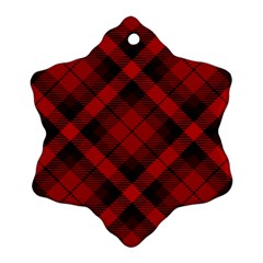 Red And Black Plaid Stripes Ornament (snowflake) by SpinnyChairDesigns