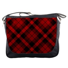 Red and Black Plaid Stripes Messenger Bag