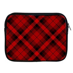 Red and Black Plaid Stripes Apple iPad 2/3/4 Zipper Cases