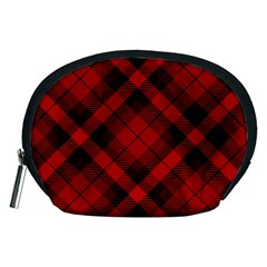 Red and Black Plaid Stripes Accessory Pouch (Medium)