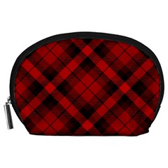 Red and Black Plaid Stripes Accessory Pouch (Large)