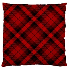 Red and Black Plaid Stripes Large Flano Cushion Case (One Side)