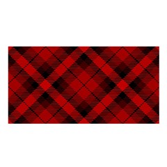 Red and Black Plaid Stripes Satin Shawl