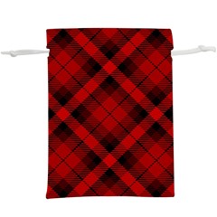 Red and Black Plaid Stripes  Lightweight Drawstring Pouch (XL)