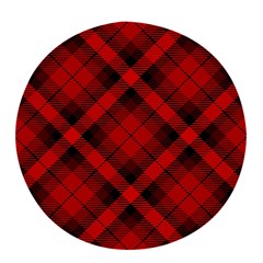 Red and Black Plaid Stripes Pop socket (White)