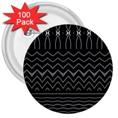 Black And White Minimalist Stripes  3  Buttons (100 Pack)  by SpinnyChairDesigns