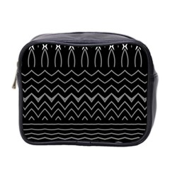 Black And White Minimalist Stripes  Mini Toiletries Bag (two Sides) by SpinnyChairDesigns
