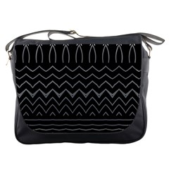 Black And White Minimalist Stripes  Messenger Bag by SpinnyChairDesigns