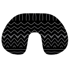 Black And White Minimalist Stripes  Travel Neck Pillow by SpinnyChairDesigns