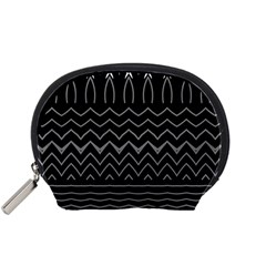 Black And White Minimalist Stripes  Accessory Pouch (small) by SpinnyChairDesigns