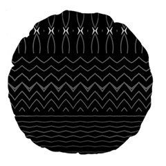 Black And White Minimalist Stripes  Large 18  Premium Flano Round Cushions by SpinnyChairDesigns