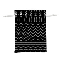 Black And White Minimalist Stripes  Lightweight Drawstring Pouch (s) by SpinnyChairDesigns