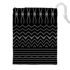 Black And White Minimalist Stripes  Drawstring Pouch (4xl) by SpinnyChairDesigns