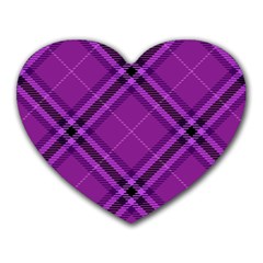 Purple And Black Plaid Heart Mousepads by SpinnyChairDesigns