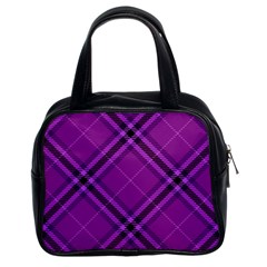 Purple And Black Plaid Classic Handbag (two Sides) by SpinnyChairDesigns