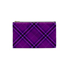 Purple And Black Plaid Cosmetic Bag (small) by SpinnyChairDesigns