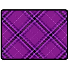 Purple And Black Plaid Fleece Blanket (large)  by SpinnyChairDesigns