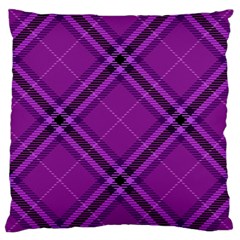 Purple And Black Plaid Large Cushion Case (one Side) by SpinnyChairDesigns