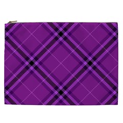 Purple And Black Plaid Cosmetic Bag (xxl)