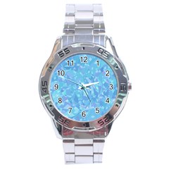 Light Blue Abstract Mosaic Art Color Stainless Steel Analogue Watch by SpinnyChairDesigns