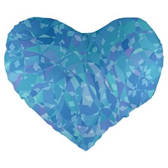 Light Blue Abstract Mosaic Art Color Large 19  Premium Flano Heart Shape Cushions by SpinnyChairDesigns