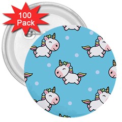 Unicorns  3  Buttons (100 Pack)  by Sobalvarro