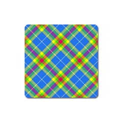 Clown Costume Plaid Striped Square Magnet by SpinnyChairDesigns