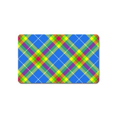 Clown Costume Plaid Striped Magnet (name Card) by SpinnyChairDesigns