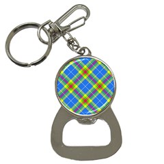 Clown Costume Plaid Striped Bottle Opener Key Chain by SpinnyChairDesigns