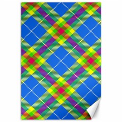 Clown Costume Plaid Striped Canvas 12  X 18  by SpinnyChairDesigns