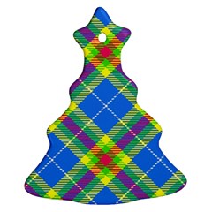 Clown Costume Plaid Striped Christmas Tree Ornament (two Sides) by SpinnyChairDesigns