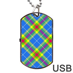 Clown Costume Plaid Striped Dog Tag Usb Flash (two Sides) by SpinnyChairDesigns