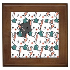 Seamless-cute-cat-pattern-vector Framed Tile by Sobalvarro