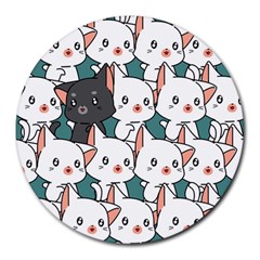 Seamless-cute-cat-pattern-vector Round Mousepads by Sobalvarro