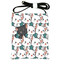 Seamless-cute-cat-pattern-vector Shoulder Sling Bag by Sobalvarro