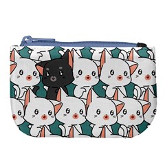 Seamless-cute-cat-pattern-vector Large Coin Purse by Sobalvarro