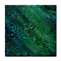 Emerald Green Blue Marbled Color Tile Coaster by SpinnyChairDesigns