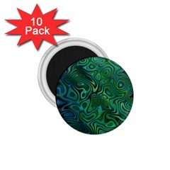 Emerald Green Blue Marbled Color 1.75  Magnets (10 pack) 