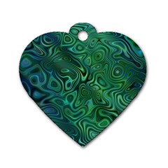 Emerald Green Blue Marbled Color Dog Tag Heart (one Side) by SpinnyChairDesigns