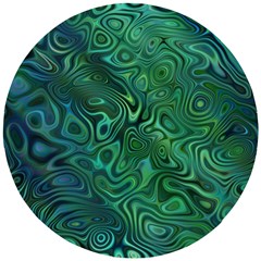 Emerald Green Blue Marbled Color Wooden Puzzle Round by SpinnyChairDesigns